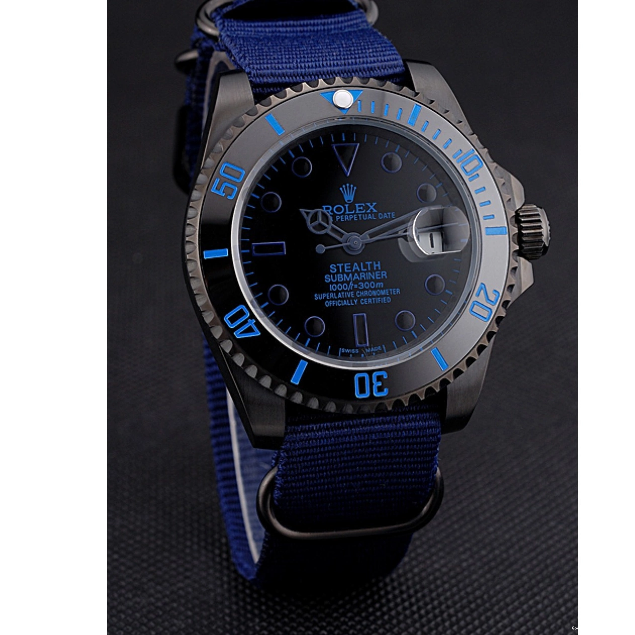 Good copy rolex watches Stealth Blue 622008 Nylon Rolex Submariner Strap 0523